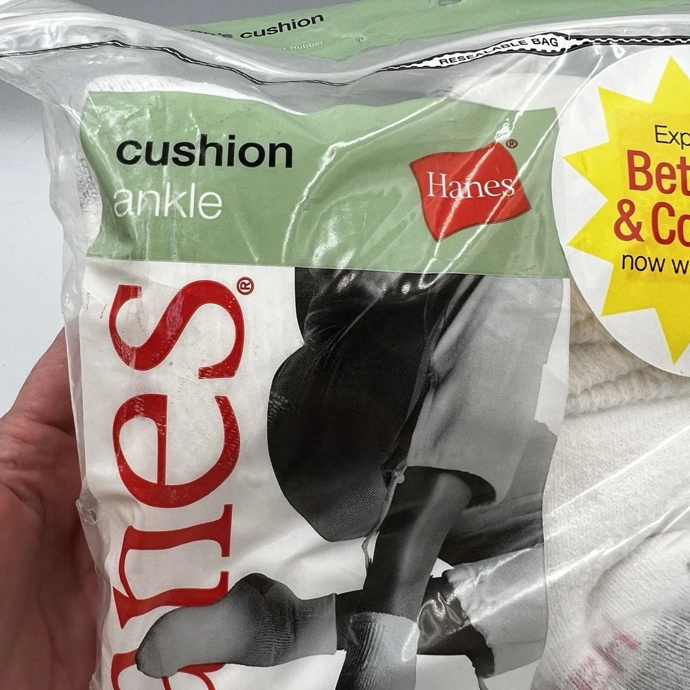 Vintage 2005 Hanes Her Way Ankle Cushion Socks Size 5-9, 6 Pack, New & Sealed